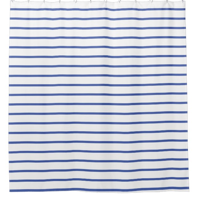 Rideau de douche à rayures bleu et blanc (Devant)