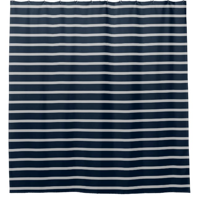 Rideau de douche à rayures gris bleu marine (Devant)