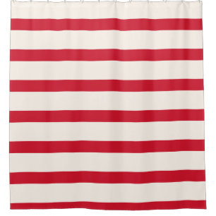 Rideau de douche à rayures rouge et blanc