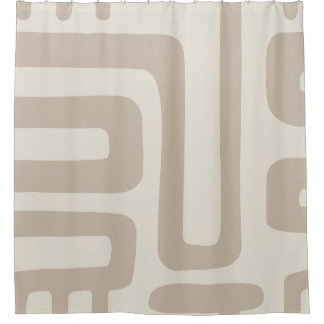 Rideau de douche abstrait ivoire et beige