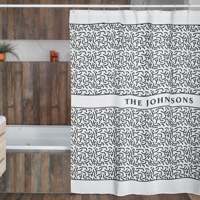 Rideau de douche Abstraite de famille noir et blan (Créateur téléchargé)