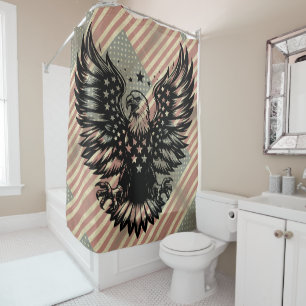 Rideau de douche aigle américain drapeau américain