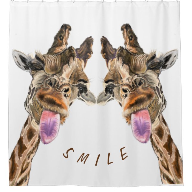 Rideau de douche amusant avec des girafes joueuses (Devant)