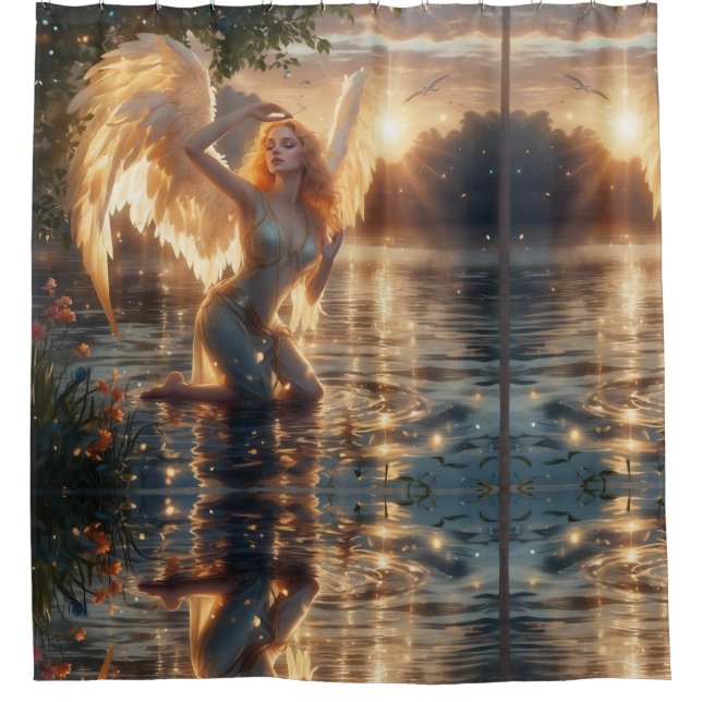 Rideau de douche "Angelic Grace at Sunrise" (Devant)