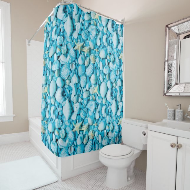 Rideau de douche Aqua Shellscape (En situation)