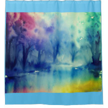Rideau de douche aquarelle
