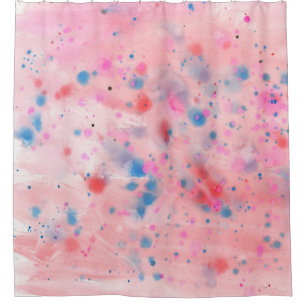 Rideau De Douche Aquarelle Rose Et Bleu