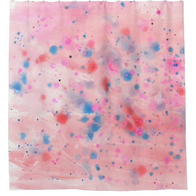 Rideau De Douche Aquarelle Rose Et Bleu (Devant)