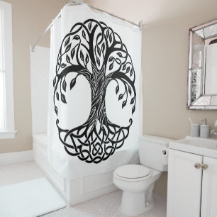 rideau de douche aux arbres celtiques