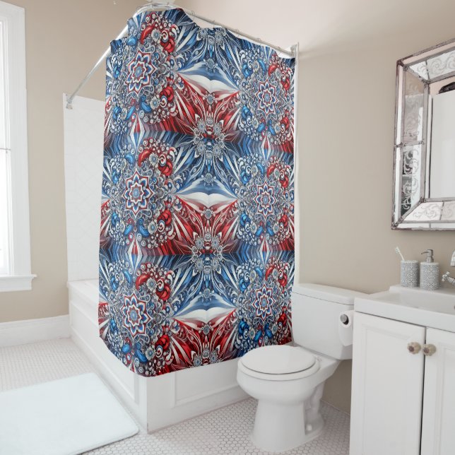 Rideau de douche aux couleurs françaises (En situation)