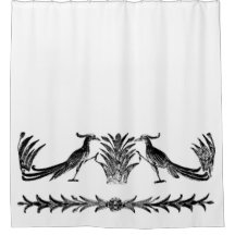 Rideau de douche aux oiseaux noirs