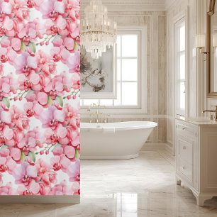 Rideau de douche aux orchidées roses élégantes