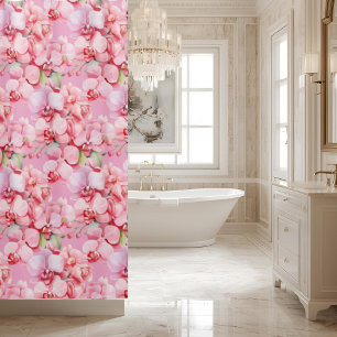 Rideau de douche aux orchidées roses élégantes