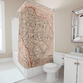Rideau de douche avec carte vintage de Caroline du