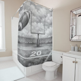 Rideau de douche avec croquis au crayon de terrain