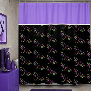 Rideau de douche avec des libellules colorées