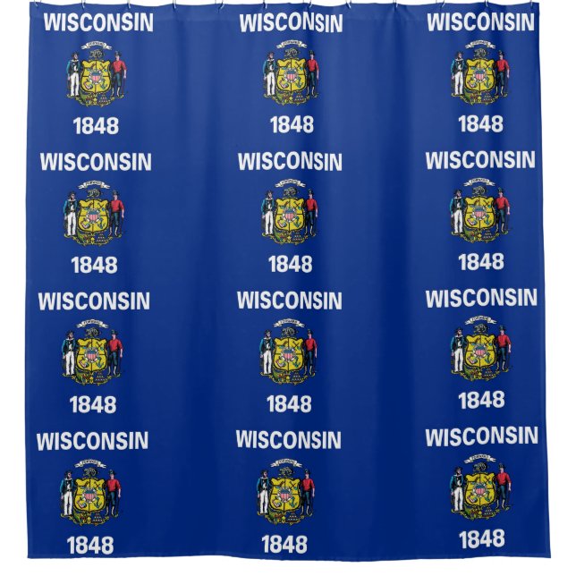 Rideau de douche avec drapeau du Wisconsin, États- (Devant)