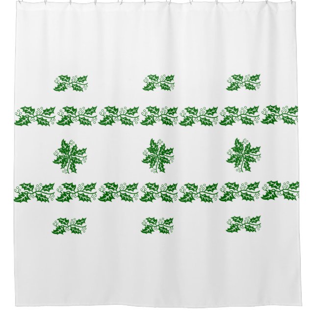 Rideau de douche - Bandes de Feuilles verts Holly (Devant)