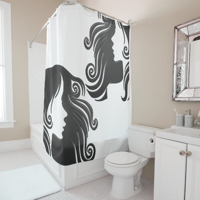 Rideau de douche Beauté Salon Cheveux (En situation)