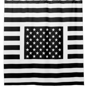 rideau de douche Black and White American Flag