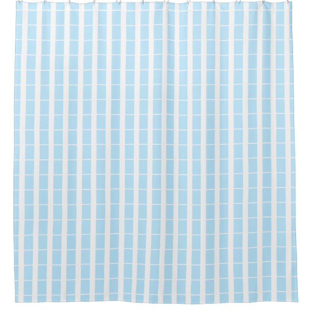 Rideau de douche bleu clair et blanc (Devant)