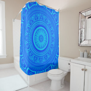 Rideau de douche bleu mandala indien