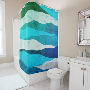 Rideau de douche bleu océan Vintage