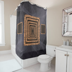rideau de douche bleu orange miroir