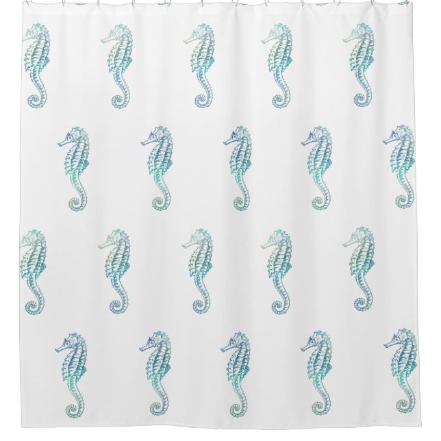 Rideau de douche bleu vert du Sea Horse (Devant)