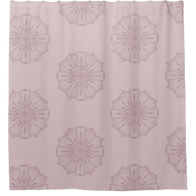Rideau de douche blush en mandala de Bohême tiré à (Devant)