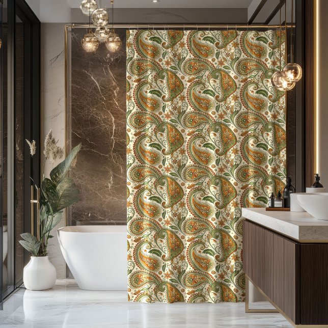 Rideau de douche bohème Cadeau pour la salle de ba (Paisley Bath Curtain Earthy Gift for Their Home)