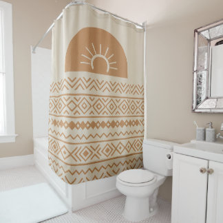 Rideau de douche bohème moderne beige