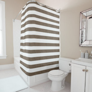 Rideau de douche Brun & Blanc Rayure