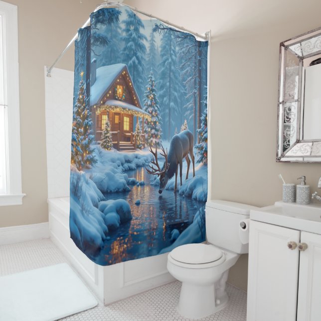 Rideau de douche Cabine de Noël (En situation)