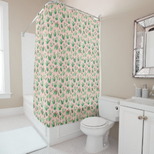 Rideau de douche Cactus rose et sarcelle Sud-Ouest