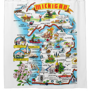 Rideau de douche carte du Michigan