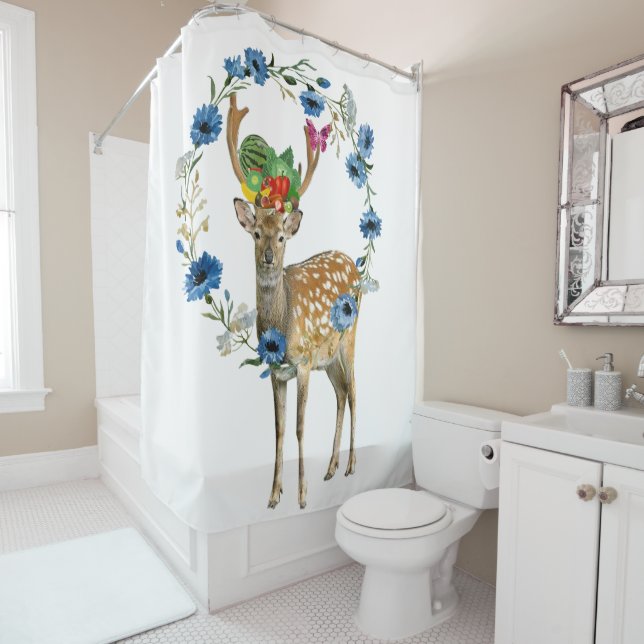 Rideau de douche Cerf Fruit Floral Ananas (En situation)