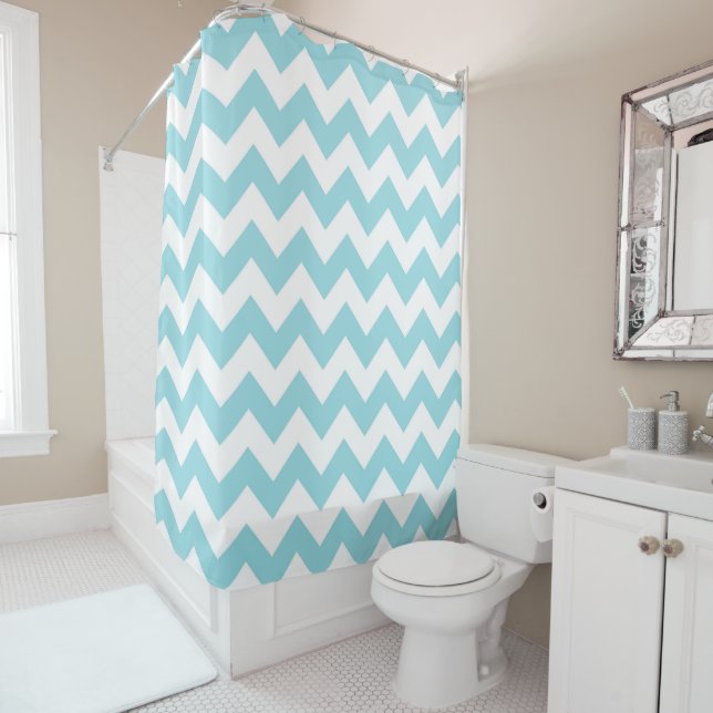 Rideau de douche/Chevron bleu (En situation)