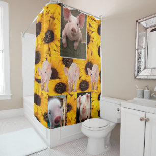 Rideau de douche Cochon Tournesol