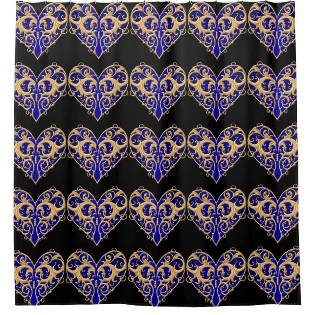 Rideau de douche Coeur Filigree bleu (Devant)