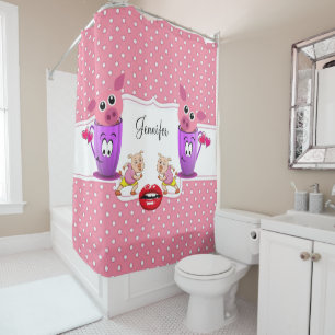 Rideau de douche Coins roses Polkadot