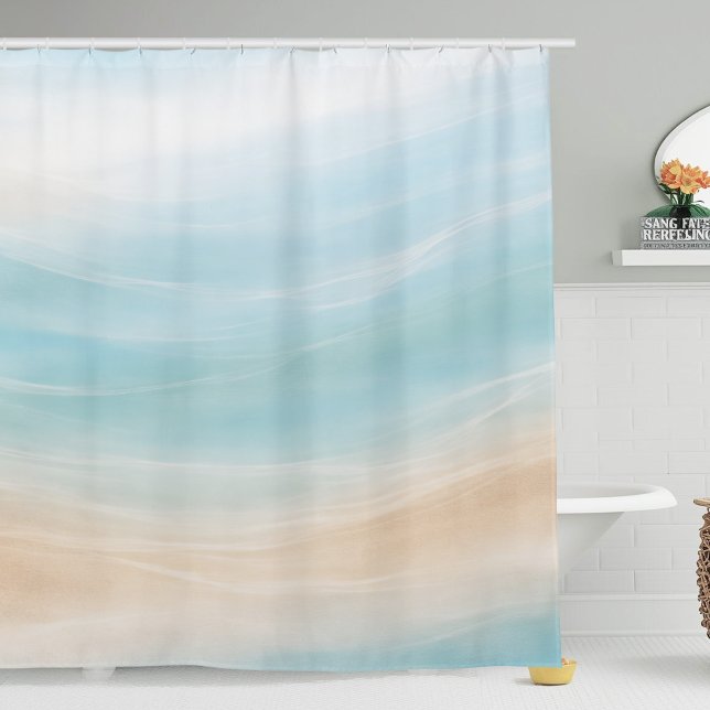 Rideau de douche côtier neutre (coastal calm beach vacation home shower curtain)