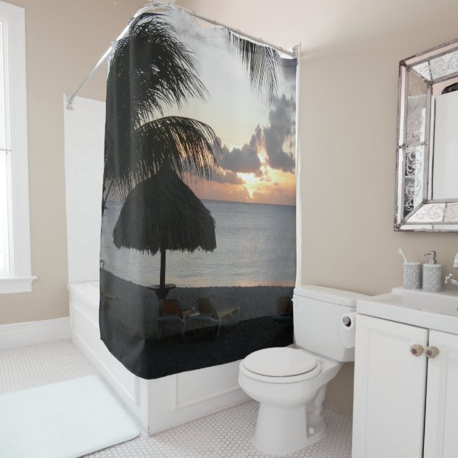 Rideau de douche coucher de soleil Bonaire (En situation)