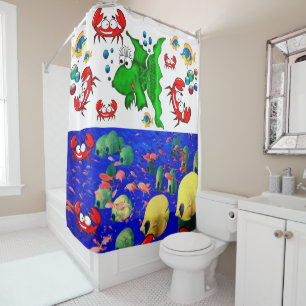 Rideau de douche Crabes de poisson Océan