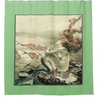 Rideau de douche d'art de la sirène Vintage