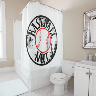 Rideau de douche de baseball noyer