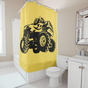 Rideau de douche de camion de monstre jaune et noi