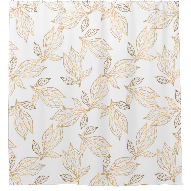 Rideau de douche de concepteur de feuilles d'or (Devant)