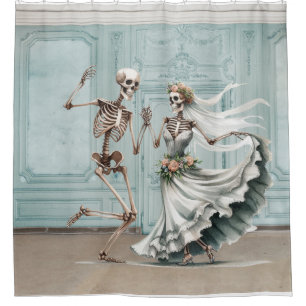 Rideau de douche de danse de mariage de squelette 