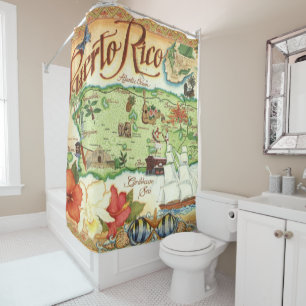 Rideau de douche de la carte de Porto Rico